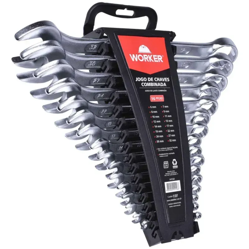 Jogo de Chave Combinada 16 Peças 6 a 32mm Worker
