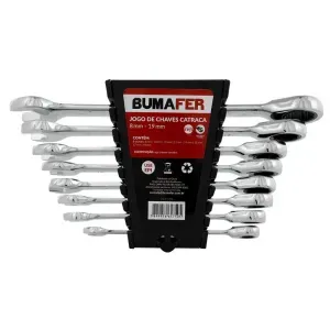 Jogo de Chaves com Catraca 8 Peças 8-19mm Bumafer