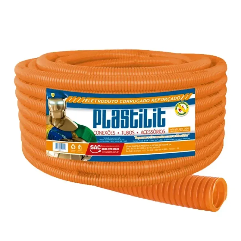 Eletroduto Corrugado Reforçado 25mmx50m Plastilit