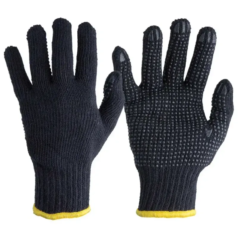 Luva Tricotada Poliéster 3 Fios Pigmentada Preta G Worker